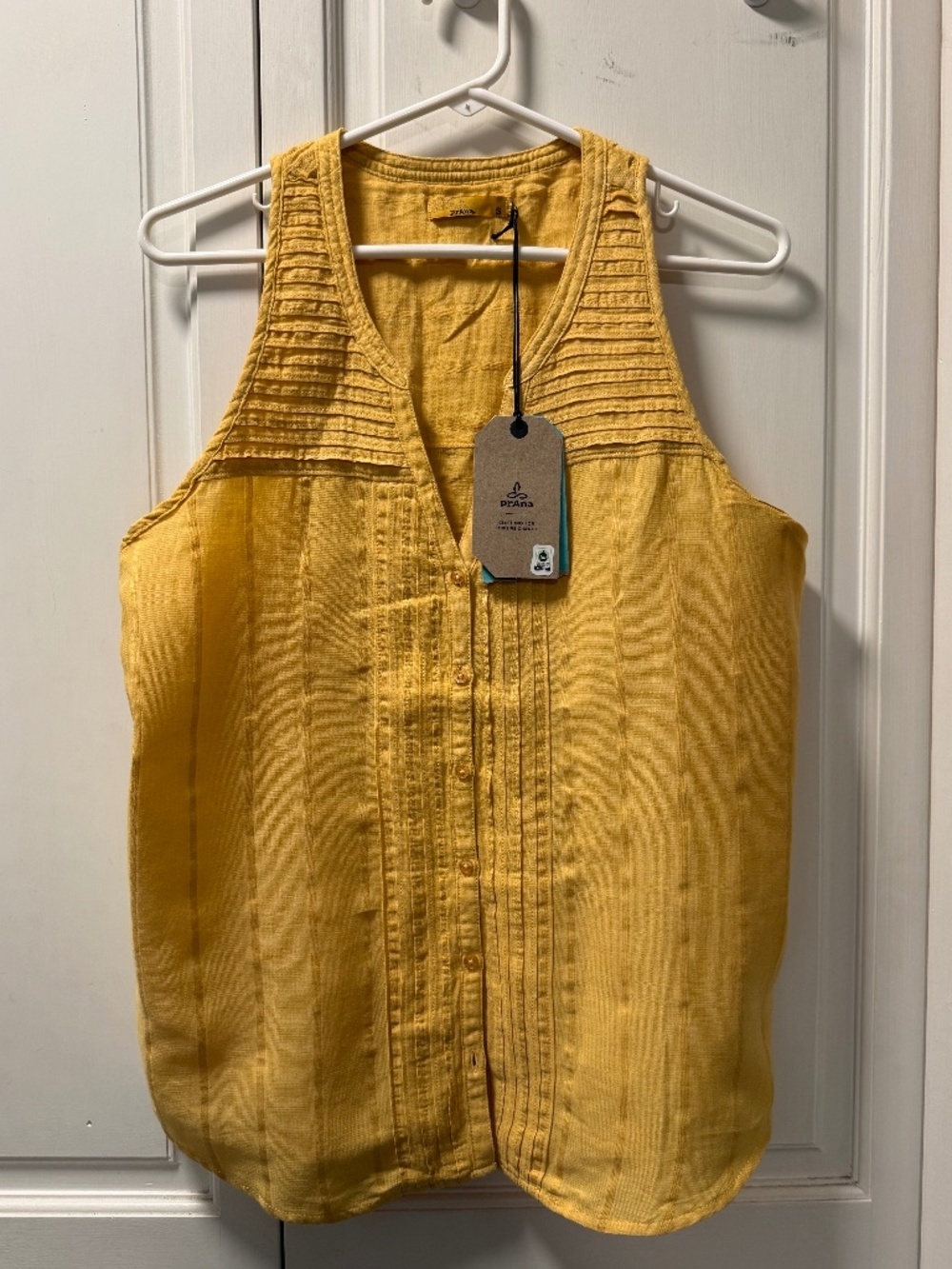 prAna Nieves Tank NWT Size Small Organic Cotton Sleeveless Top Yellow